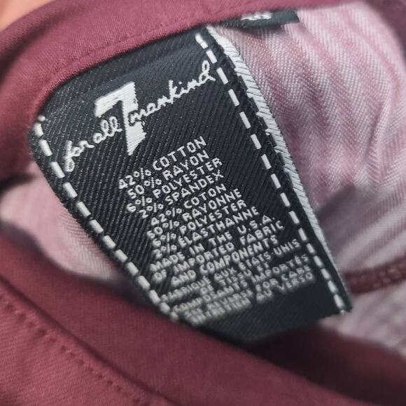 7 For All Mankind The Ankle Coated Skinny Jeans in Scarlet Size 29 - Picture 3 of 4